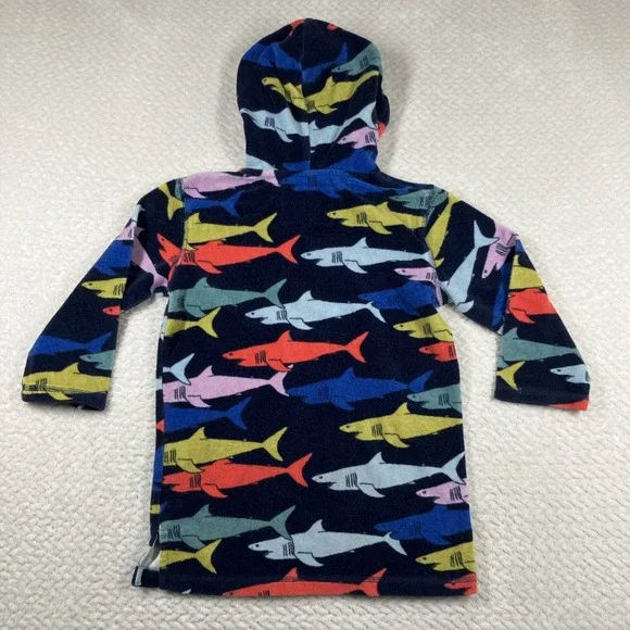 Mini Boden SIze 5-6 Years Shark Towel Swim Cover Blue Hooded Stain - Picture 2 of 10